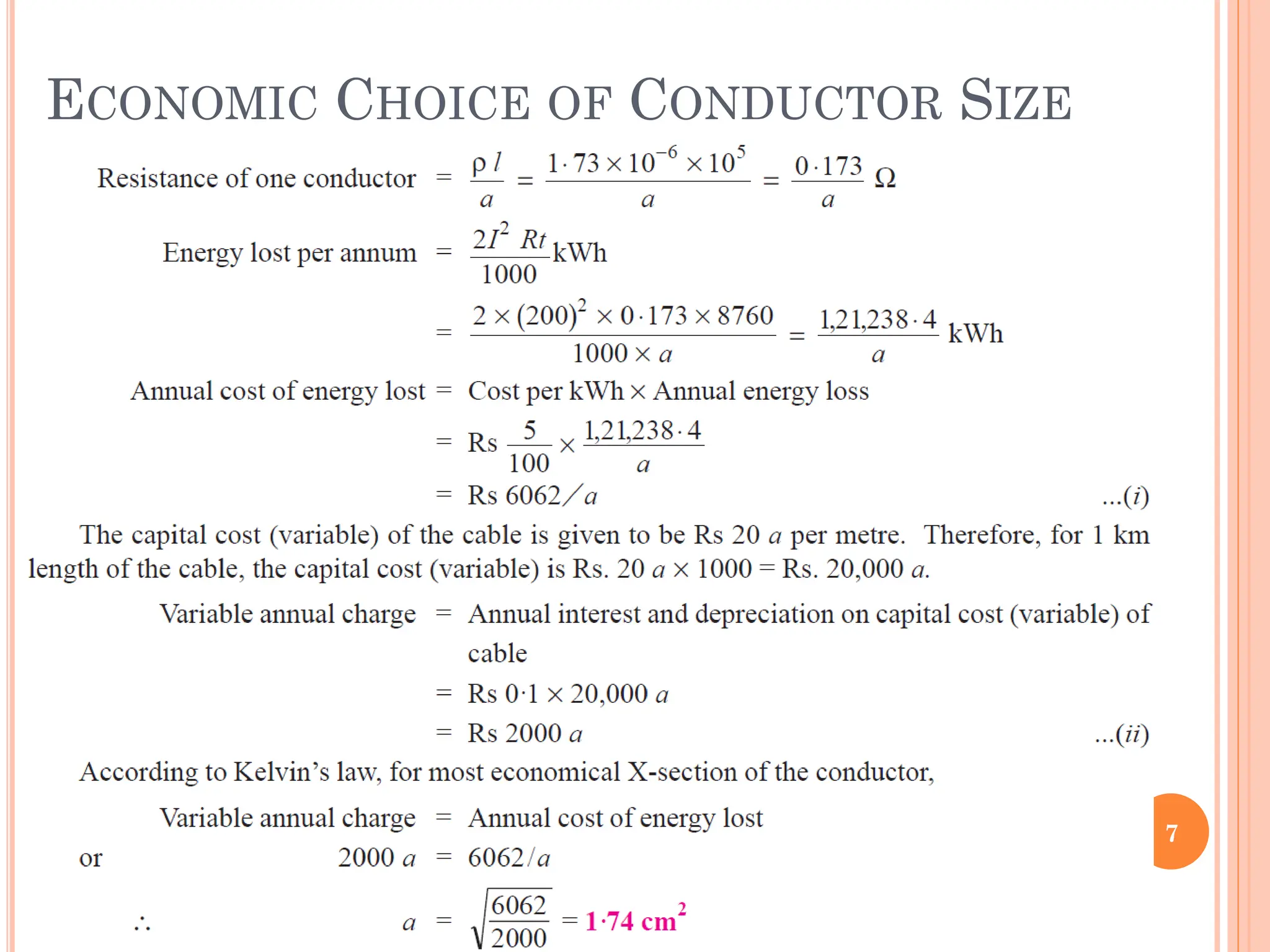 ECONOMIC CHOICE OF CONDUCTOR SIZE
7
 