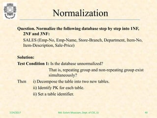 Functional dependency and normalization | PDF
