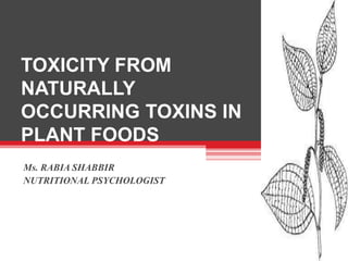 TOXICITY FROM
NATURALLY
OCCURRING TOXINS IN
PLANT FOODS
Ms. RABIA SHABBIR
NUTRITIONAL PSYCHOLOGIST
 