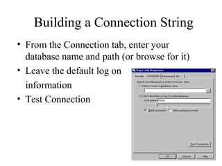ADO CONTROLS - Database usage | PPT