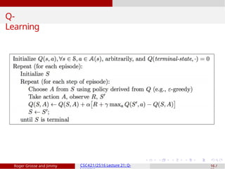 Q-
Learning
Roger Grosse and Jimmy CSC421/2516 Lecture 21: Q- 16 /
 