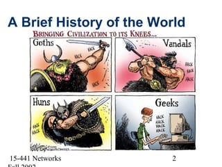 A Brief History of the World




15-441 Networks          2
 