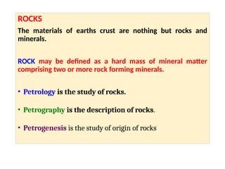 Rocks-Formation, Classification-Description of important rocks. | PPTX