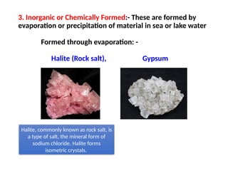 Salt Material Rocks-Formation, Classification-Description of important rocks. | PPTX