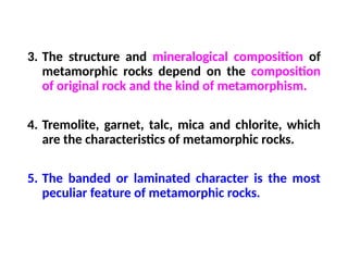 Metamorphic Characters Rocks-Formation, Classification-Description of important rocks. | PPTX
