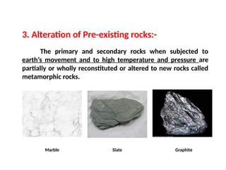 Primary Rocks Formations Rocks-Formation, Classification-Description of important rocks. | PPTX