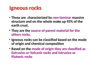 Rocks-Formation, Classification-Description of important rocks. | PPTX