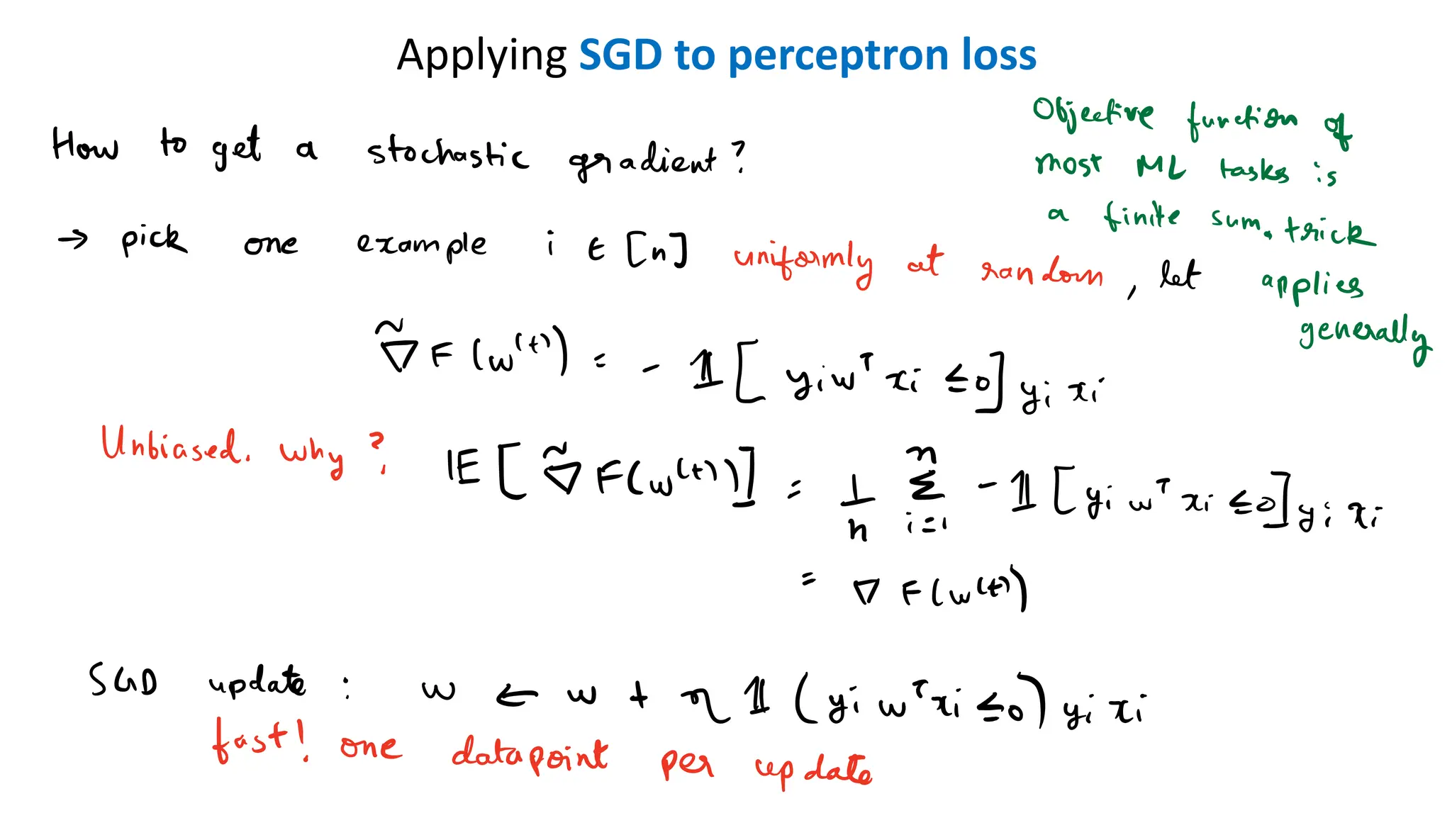 Applying SGD to perceptron loss
 