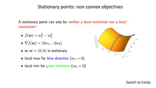 Stationary points: non convex objectives
Switch to Colab
 