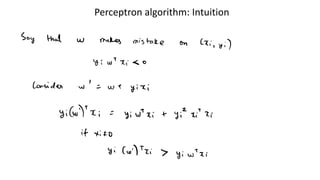 Perceptron algorithm: Intuition
 