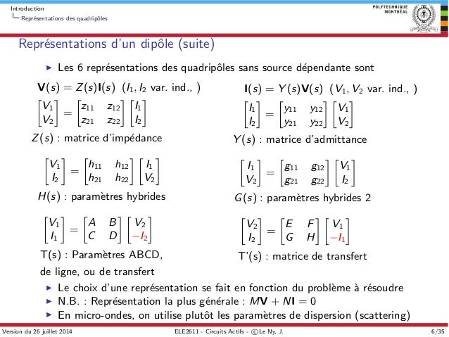 Ele2611 Classe 2 Complements Sur Les Circuits Dynamiques Lineaires