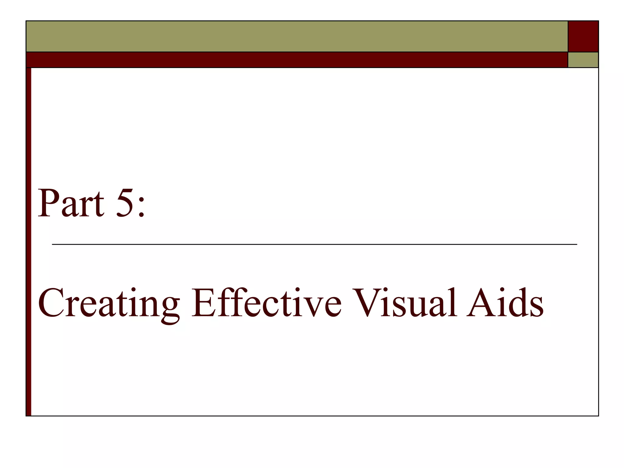 Part 5:
Creating Effective Visual Aids

 