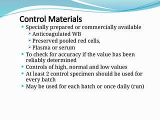 Clinical Hematology quality control laboratory | PPTX