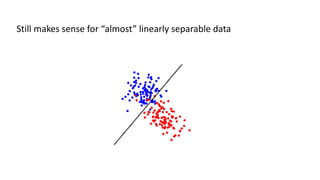 Still makes sense for “almost” linearly separable data
 