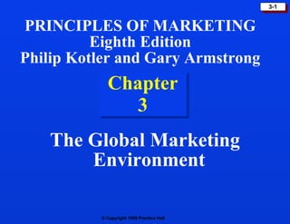 Chapter 3 The Global Marketing Environment PRINCIPLES OF MARKETING Eighth Edition Philip Kotler and Gary Armstrong 