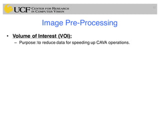Image Pre-Processing
• Volume of Interest (VOI):
– Purpose: to reduce data for speeding up CAVA operations.
12
 