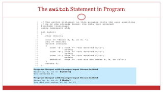 The switch Statement in Program
 