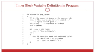 Inner Block Variable Definition in Program
 