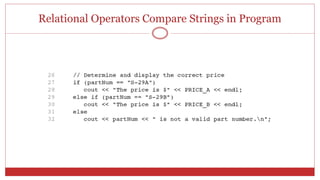 Relational Operators Compare Strings in Program
 