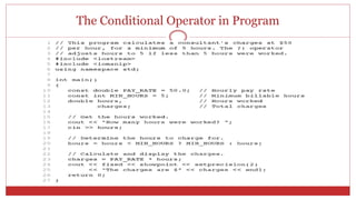 The Conditional Operator in Program
 