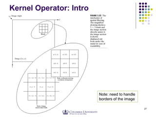 9/30/2023 27
Kernel Operator: Intro
Note: need to handle
borders of the image
 