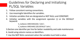 Pl-sql blocks and block types and variablesdeclaring.pptx