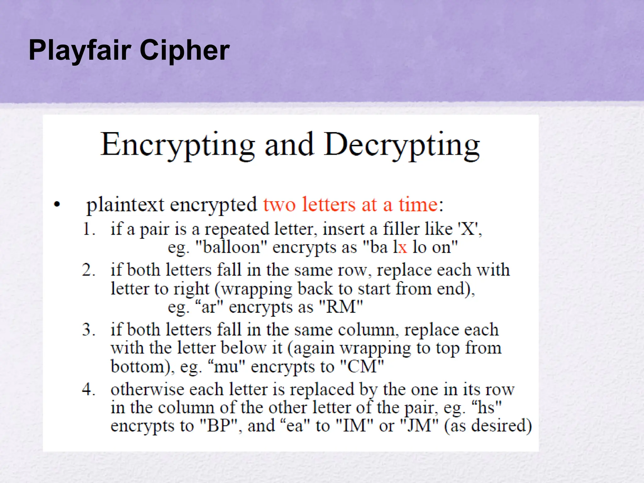 Playfair Cipher
 