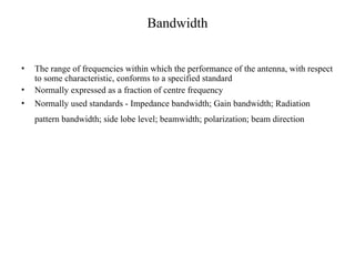 Pattern Bandwidth lec3.ppt: Excell sheet representing the various parameters of antenna ...