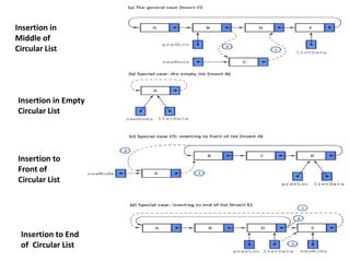 7
Insertion in
Middle of
Circular List
Insertion to
Front of
Circular List
Insertion to End
of Circular List
Insertion in Empty
Circular List
 