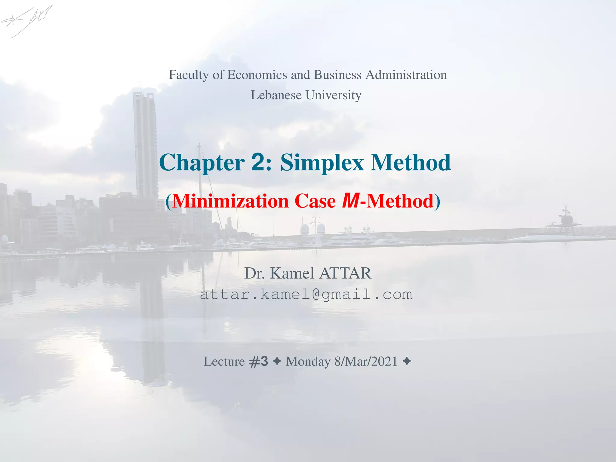 Simplex method minimization ppt