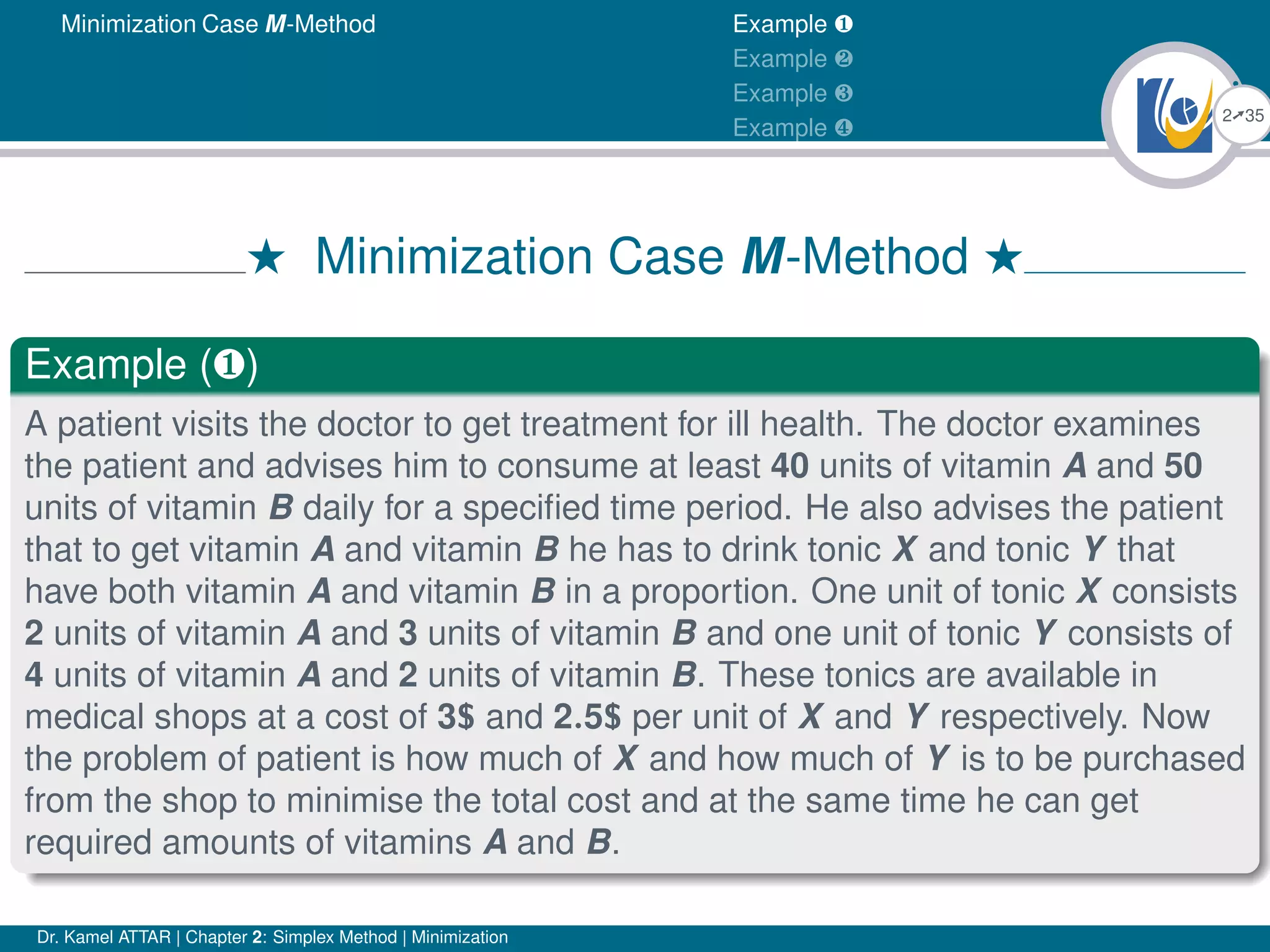 Simplex method minimization ppt