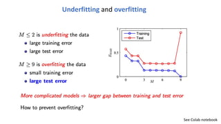 Underfitting and overfitting
See Colab notebook
 