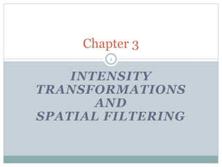 INTENSITY
TRANSFORMATIONS
AND
SPATIAL FILTERING
Chapter 3
1
 