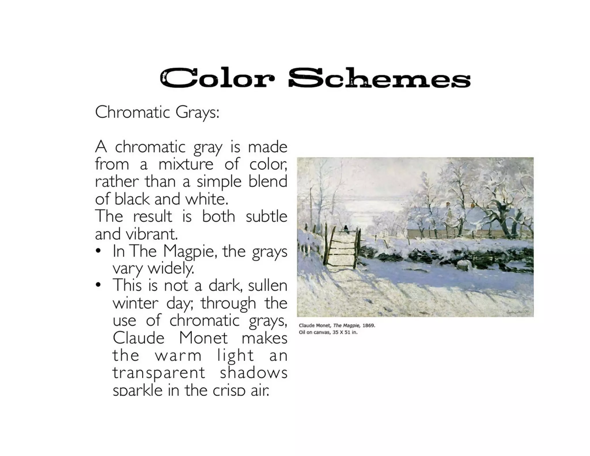 Itten’s “7 color contrasts”:
• Contrast of hue – primary and secondary 
colors in same composition
• Contrast of light‐dark (value)
• Contrast of Saturation (intensity)
• Contrast of Warm‐Cool
• Complementary Contrast
• Simultaneous Contrast
• Contrast of Extension
 