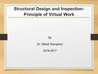 Structural Design and Inspection-
Principle of Virtual Work
By
Dr. Mahdi Damghani
2016-2017
1
 