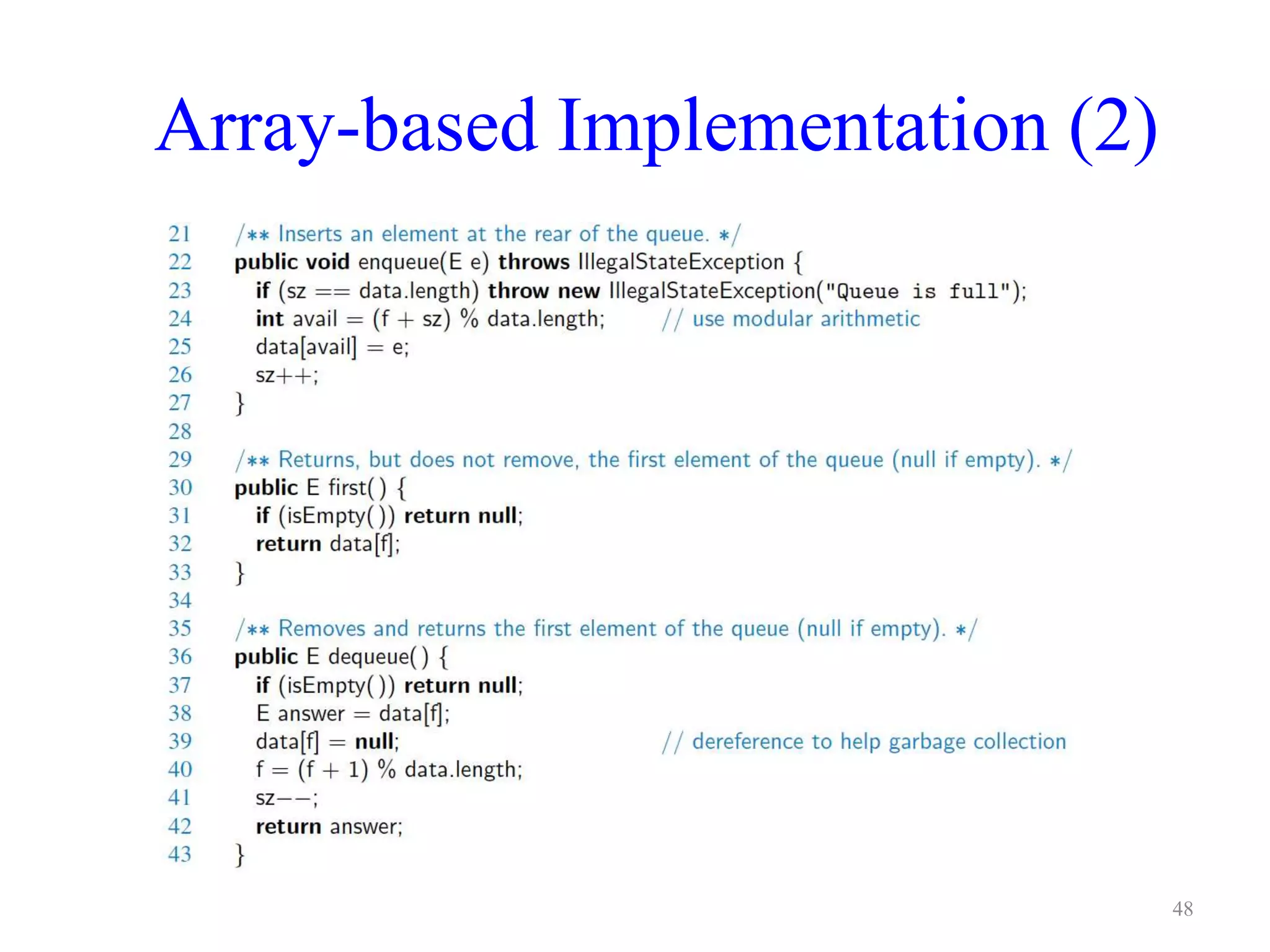 Array-based Implementation (2)
48
 