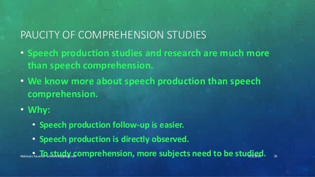 The Development Of Speech Comprehension