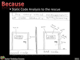  Static Code Analysis to the rescue




Tester Training Course                      2011
 