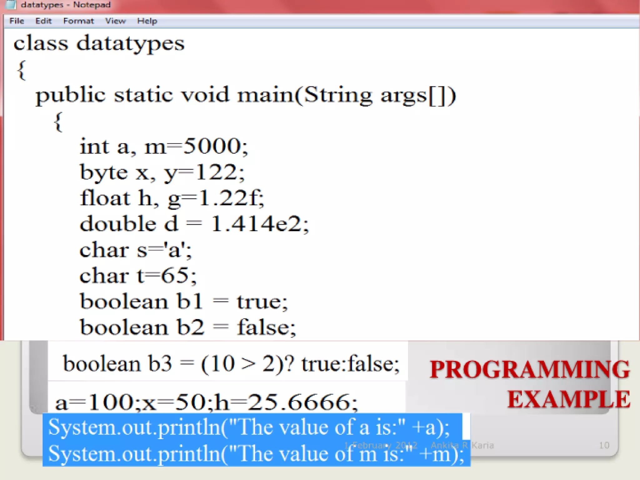 Constants, Variables and Data Types in Java