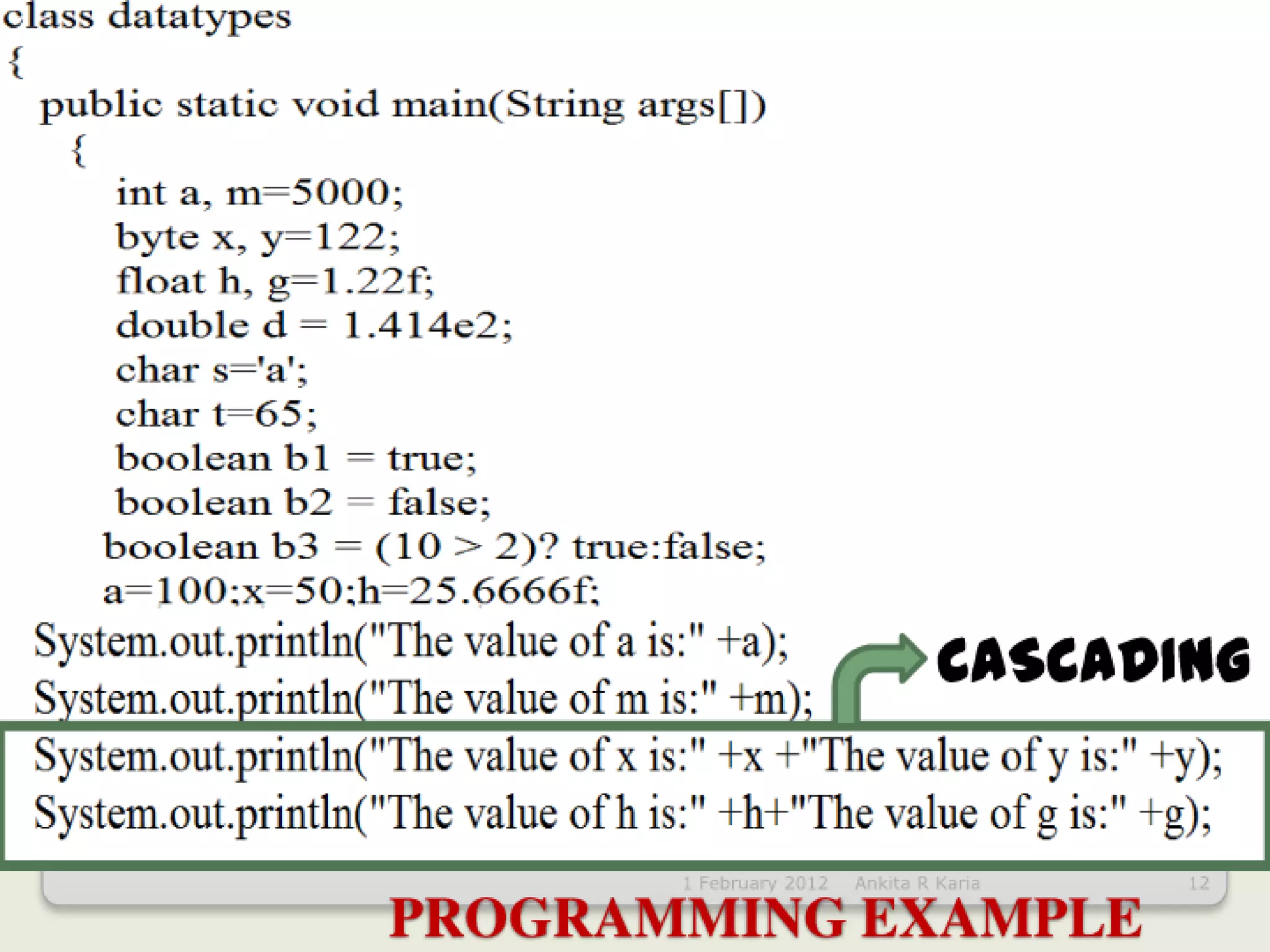 Constants, Variables and Data Types in Java
