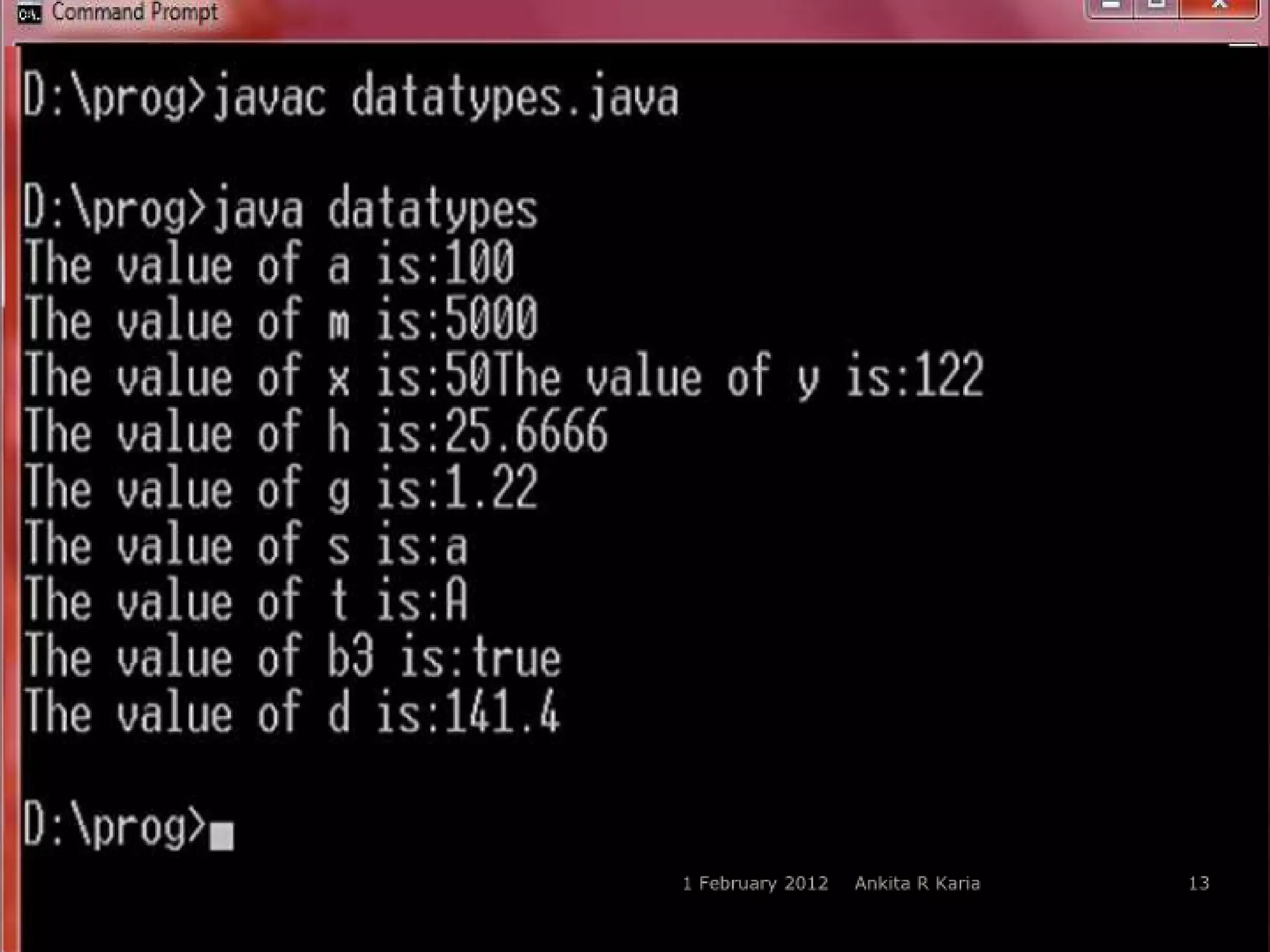 Constants, Variables and Data Types in Java
