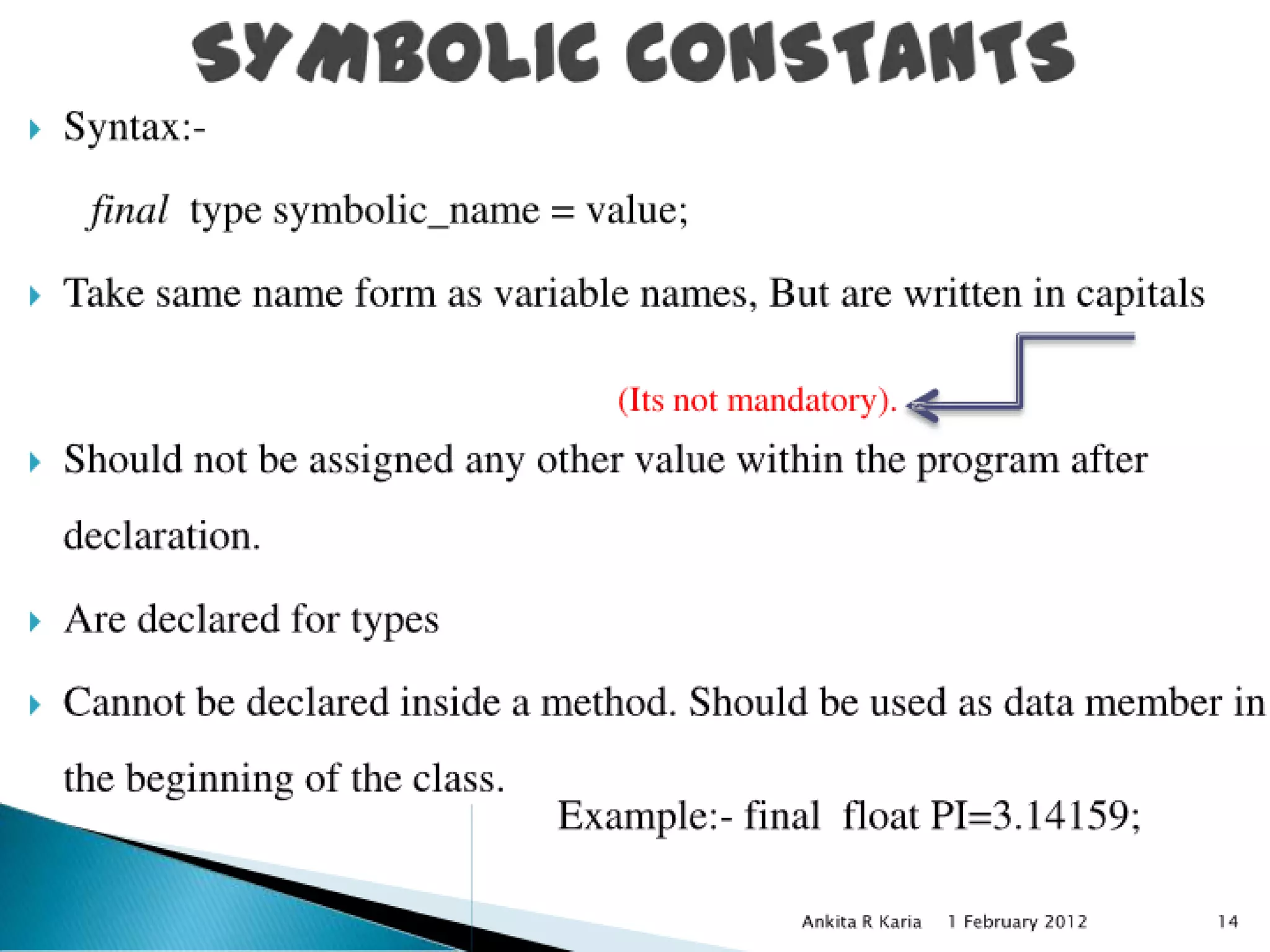 Constants, Variables and Data Types in Java