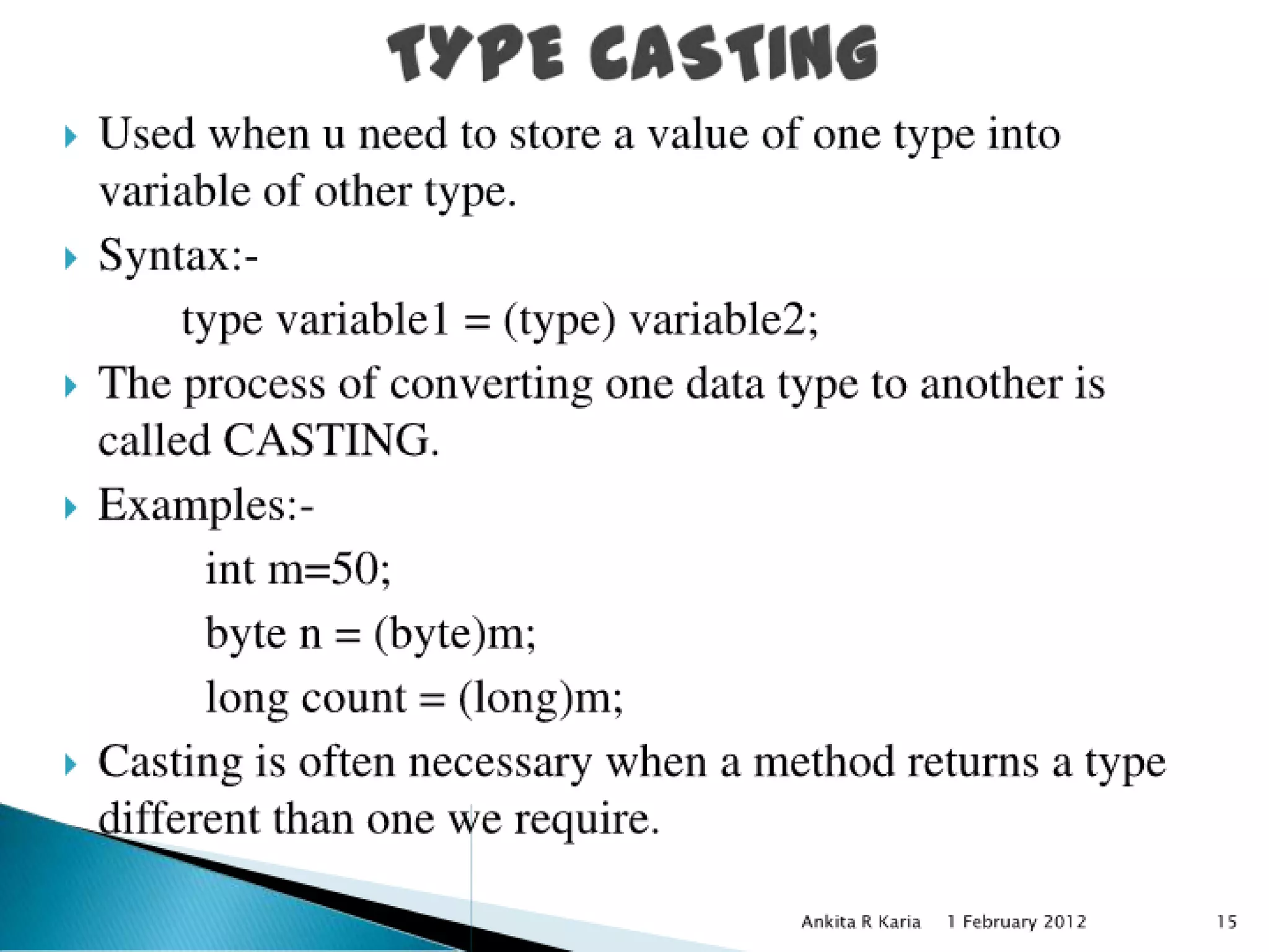 Constants, Variables and Data Types in Java
