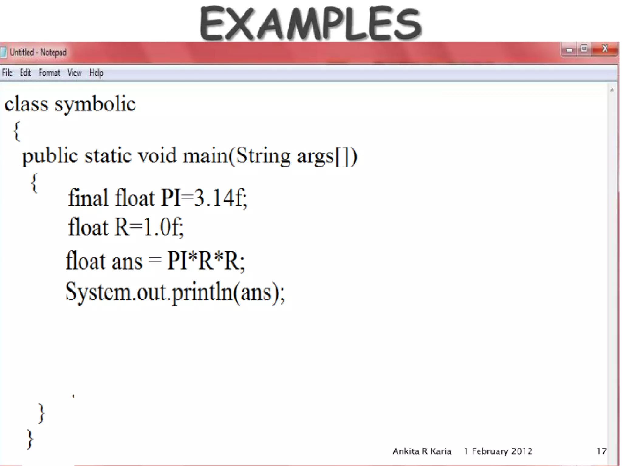 Constants, Variables and Data Types in Java