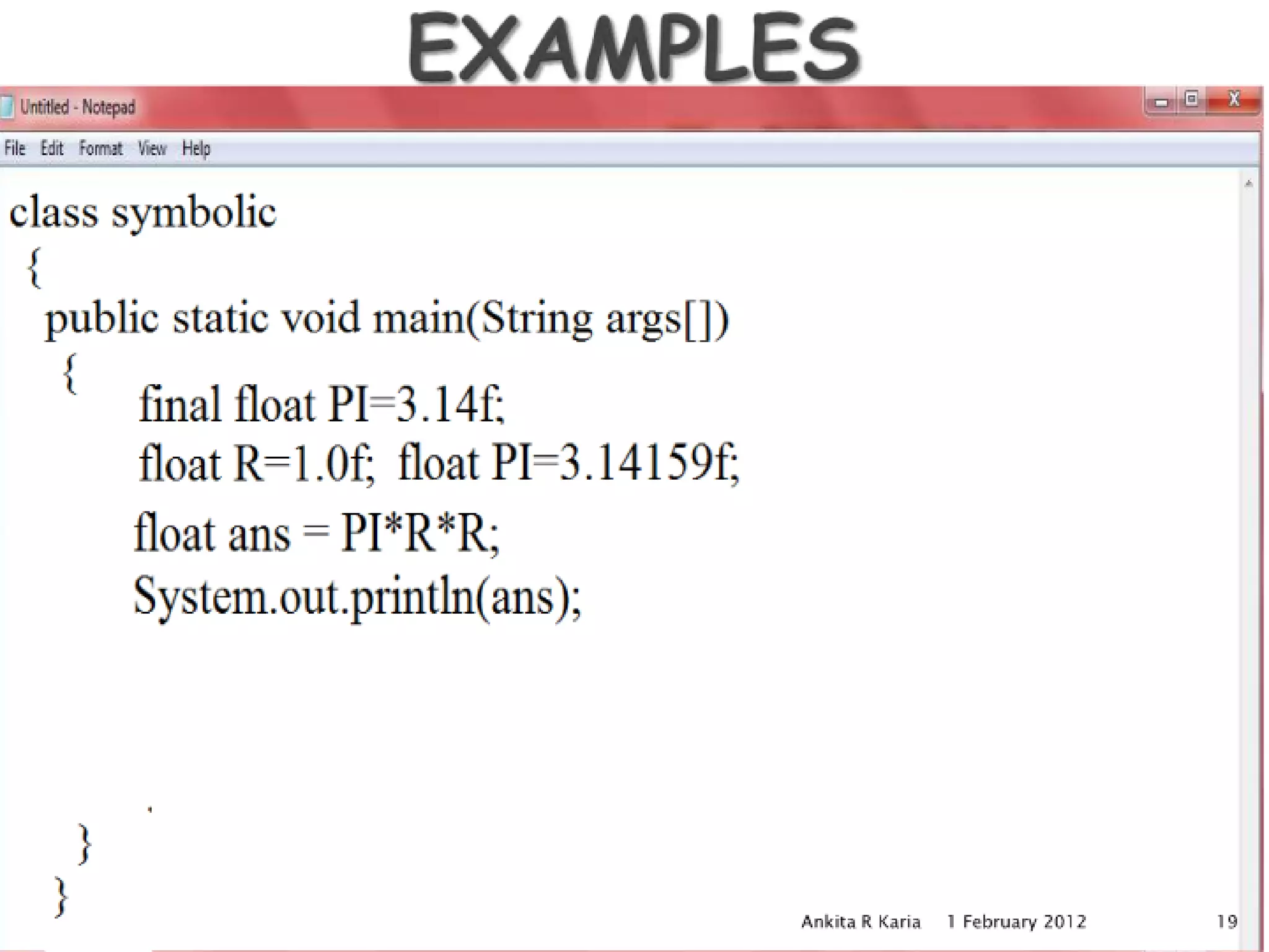Constants, Variables and Data Types in Java