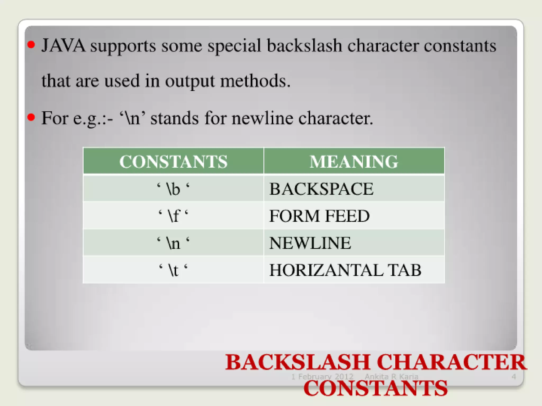 Constants, Variables and Data Types in Java