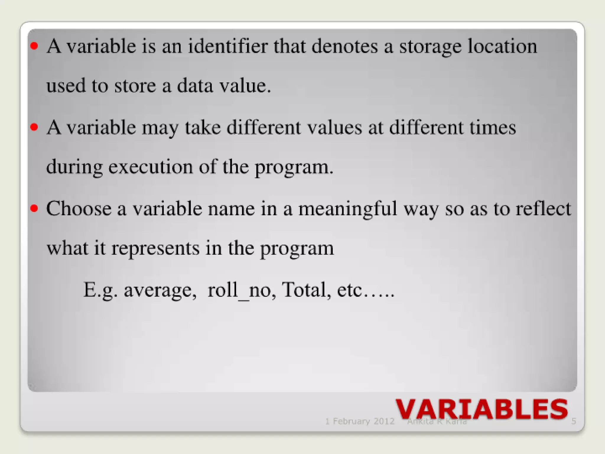 Constants, Variables and Data Types in Java