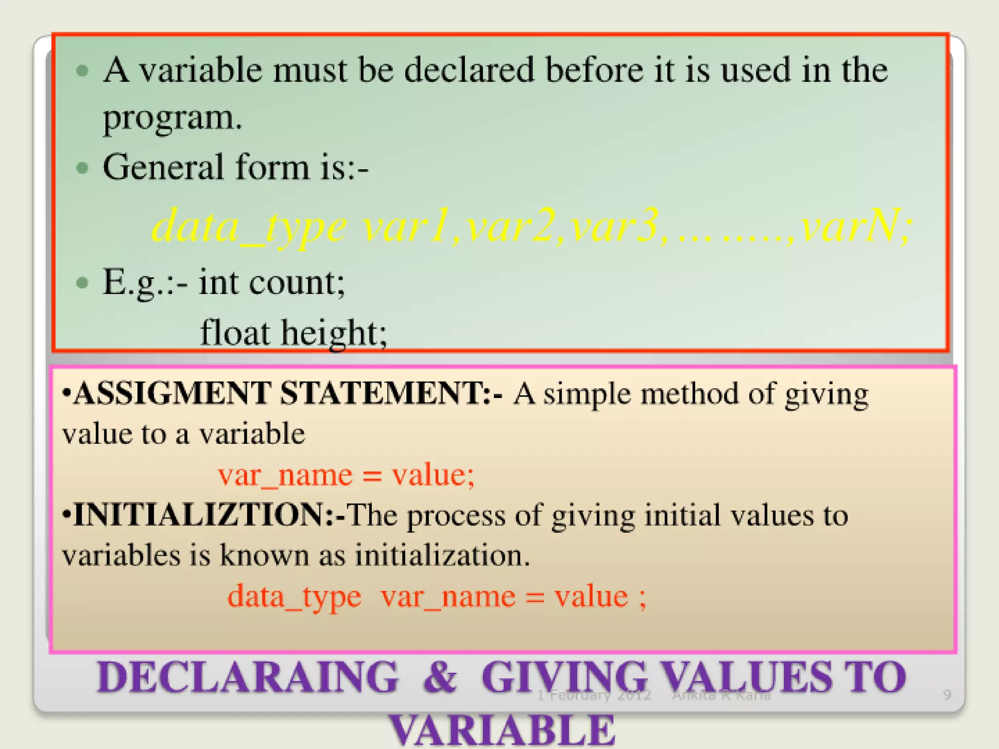 Constants, Variables and Data Types in Java
