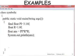 Constants, Variables and Data Types in Java