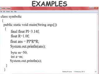 Constants, Variables and Data Types in Java